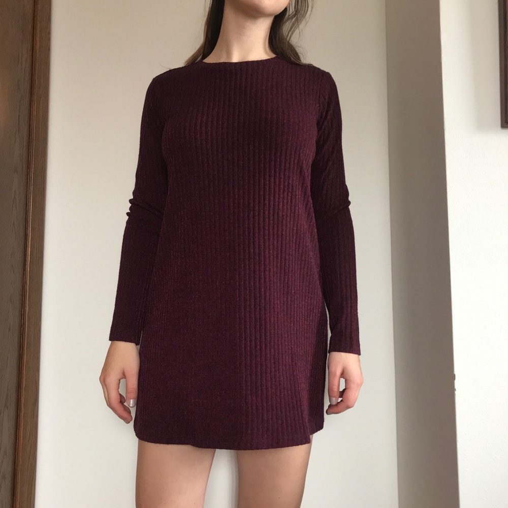 Forever 21 plum colored long sleeve sweater dress